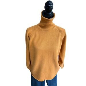 Marigold Mustard Rollneck Sweater Cotton Blend Women’s L Mock Turtleneck